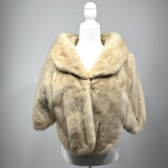 Richland furs fur shrug cape poncho cape khaki size M/L - Picture 1 of 12